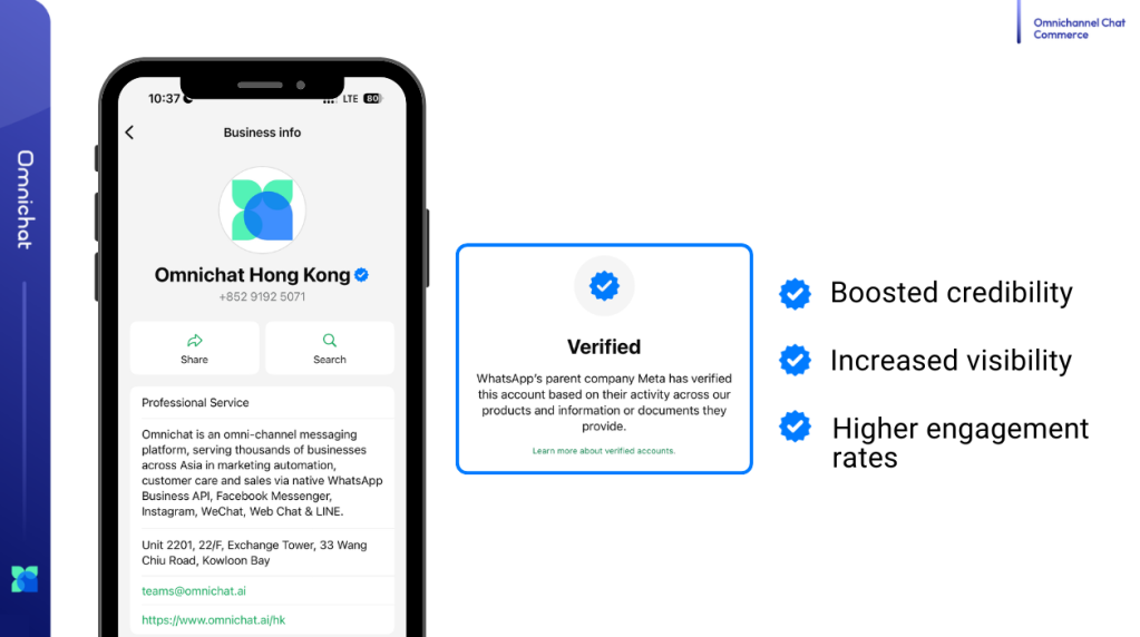 Business benefits of WhatsApp blue tick verification including credibility visibility and engagement