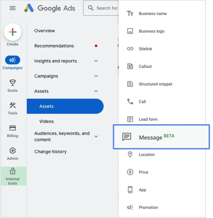 Account level setup for Click-to-WhatsApp Ads in Google Ads account