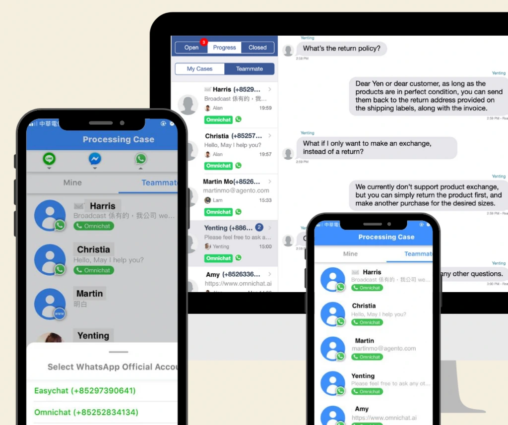 WhatsApp Business API 可多人使用，支援團隊協作處理訊息