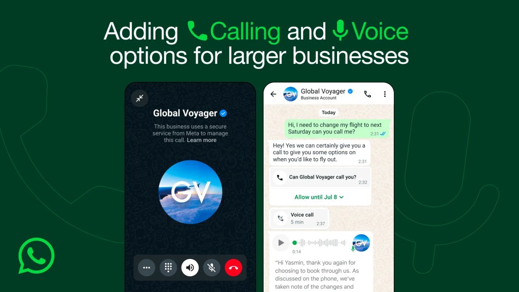 Calling and Voice on WhatsApp for Larger Businesses