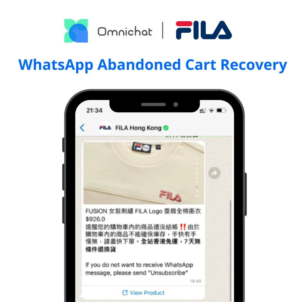FILA using WhatsApp abandoned cart recovery to improve ROAS
