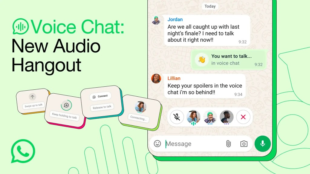 WhatsApp 語音聚會功能 Voice Chat on WhatsApp: Audio Hangouts allow members to instantly converse with people online in a group