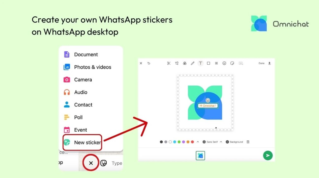 Using WhatsApp's built-in editing tools on WhatsApp desktop to create WhatsApp stickers