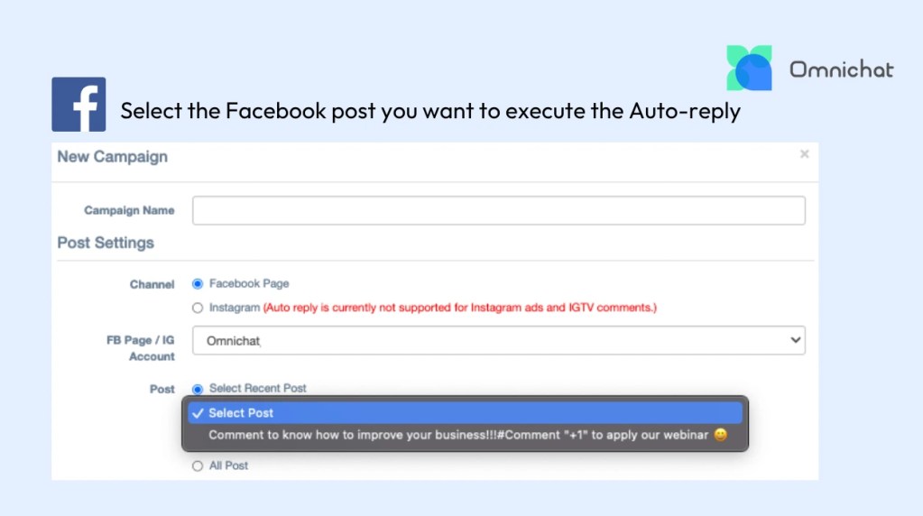 Setting Up Facebook Auto-Reply via Omnichat