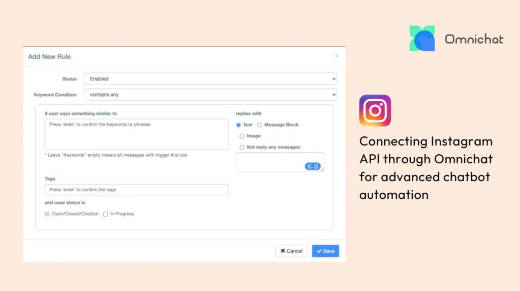 Connecting Instagram API through Omnichat for Advanced Chatbot Automation