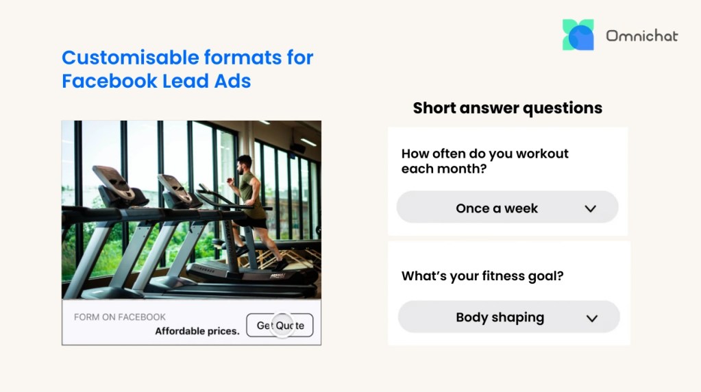 Customisable Facebook Lead Ads lead form with flexible fields and questions