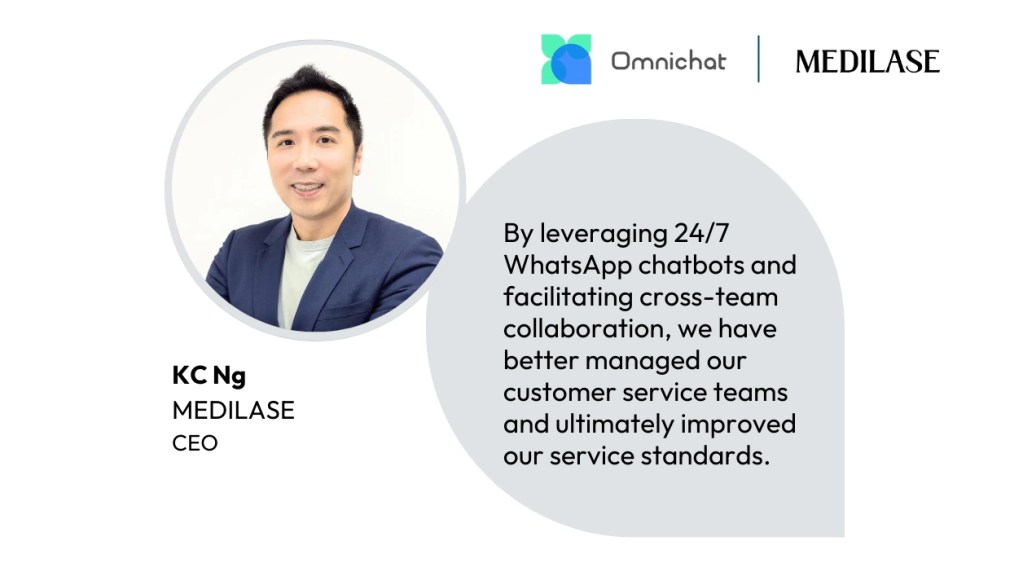 KC Ng, the CEO of MEDILASE, stated Omnichat's WhatsApp Solutions empowered them to enhance service efficiency.