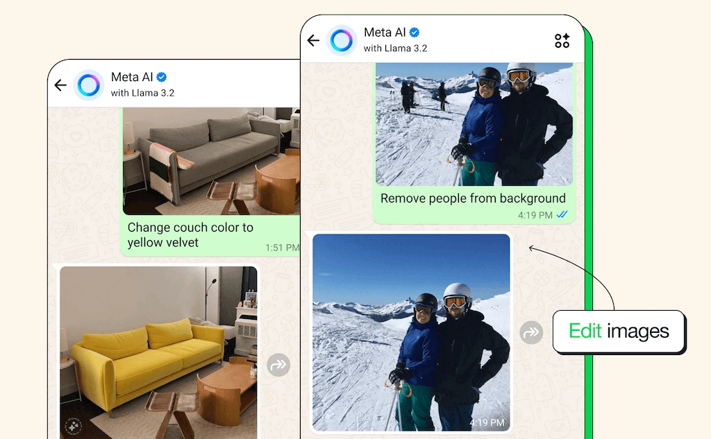 Meta AI on WhatsApp for photo editing and AI powered assistance