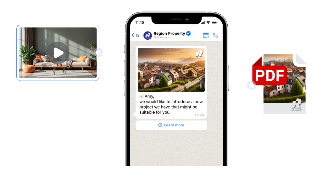 WhatsApp broadcast with rich media for showcasing real estate projects
