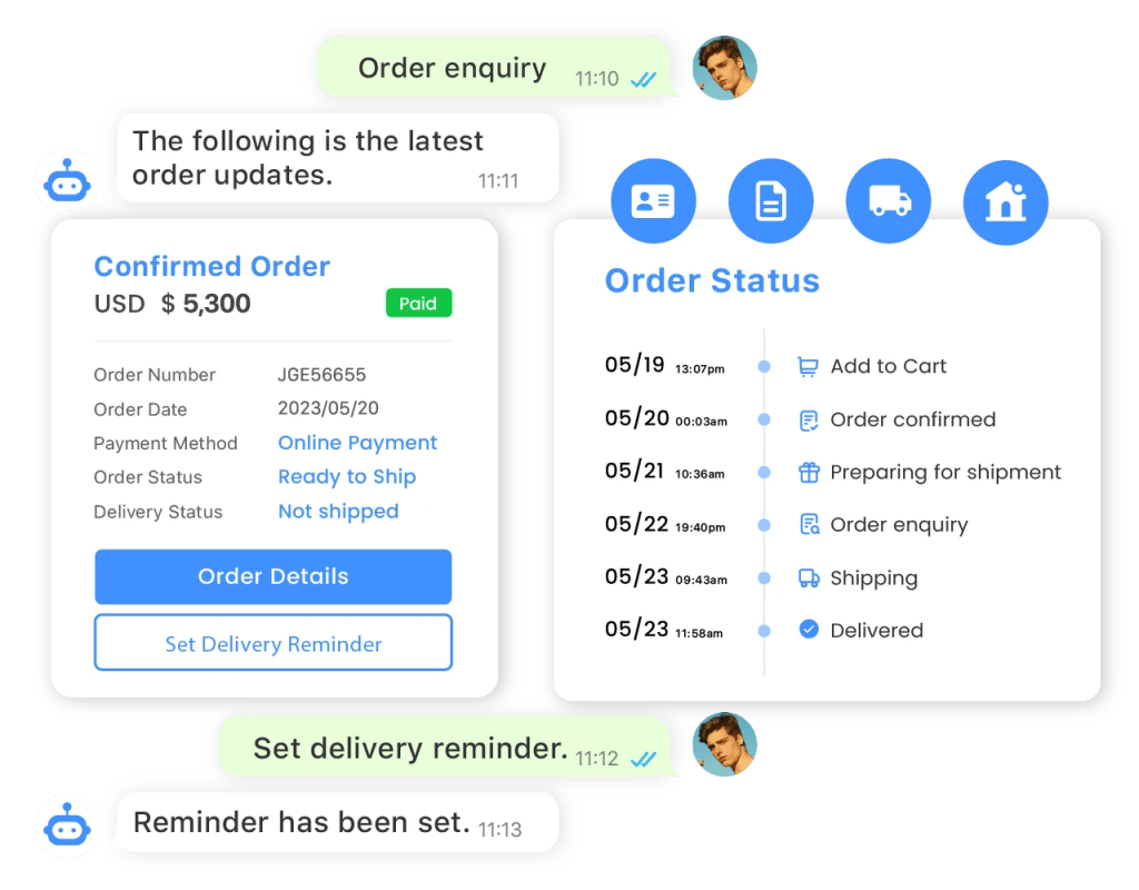 Chatbots can automate price inquiries, send tracking links, and even handle simple payment reminders. 