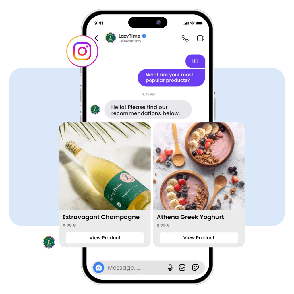 drag-and-drop to easily set up frequently asked questions chatbots within IG. 